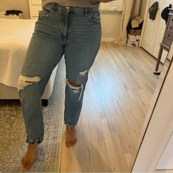 Forever 21 Distressed Blue Boyfriend Jeans - Picture 1 of 10